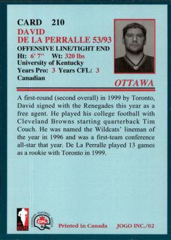 2002 JOGO #210 David De La Perralle Back