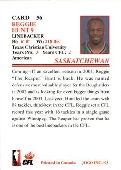 2003 JOGO #56 Reggie Hunt Back