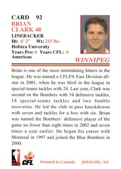2003 JOGO #92 Brian Clark Back