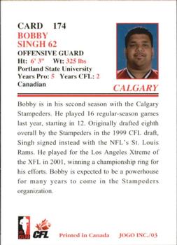 2003 JOGO #174 Bobby Singh Back