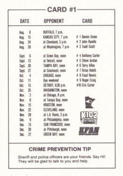 1992 Minnesota Vikings Police #1 Dennis Green Back