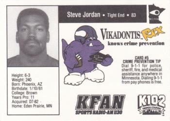 1992 Minnesota Vikings Police #5 Steve Jordan Back