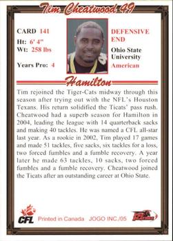 2005 JOGO #141 Tim Cheatwood Back