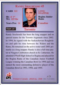 2008 JOGO #113 Randy Srochenski Back