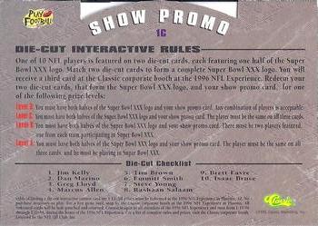 1996 Classic NFL Experience - Super Bowl XXX Die Cut Interactive #1C Jim Kelly Back