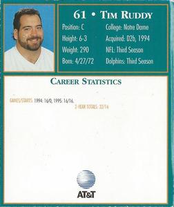 1996 AT&T Miami Dolphins #NNO Tim Ruddy Back