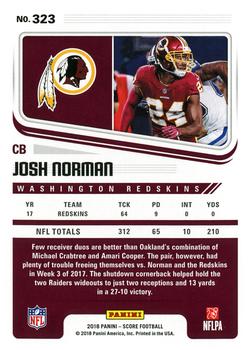 2018 Score #323 Josh Norman Back