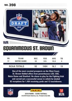 2018 Score #398 Equanimeous St. Brown Back