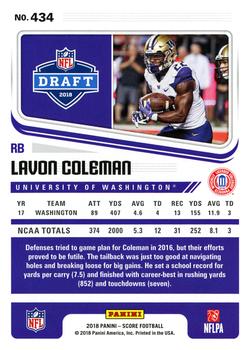 2018 Score #434 Lavon Coleman Back
