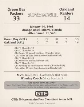 1991 GTE Super Bowl Theme Art #2 Super Bowl II Back