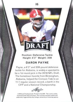 2018 Leaf Draft #16 Daron Payne Back