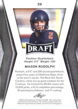 2018 Leaf Draft #39 Mason Rudolph Back