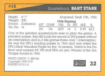 1990 Green Bay Packers 25th Anniversary #32 Bart Starr Back