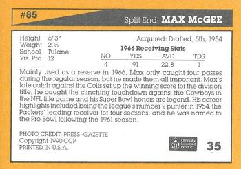 1990 Green Bay Packers 25th Anniversary #35 Max McGee Back