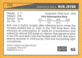 1990 Green Bay Packers 25th Anniversary #45 Bob Jeter Back