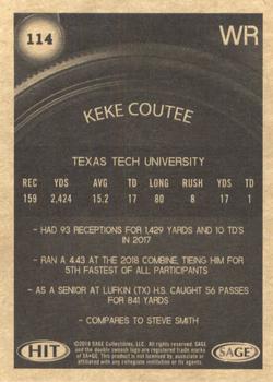 2018 SAGE HIT - Gold #114 Keke Coutee Back