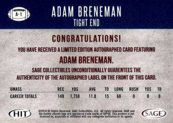 2018 SAGE HIT - Autographs Red #A-1 Adam Breneman Back