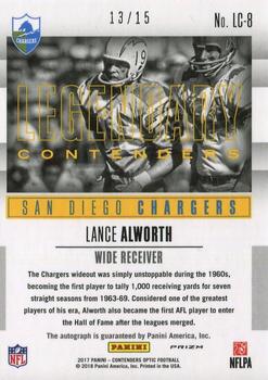 2017 Panini Contenders Optic - Legendary Contenders Autographs #LC-8 Lance Alworth Back