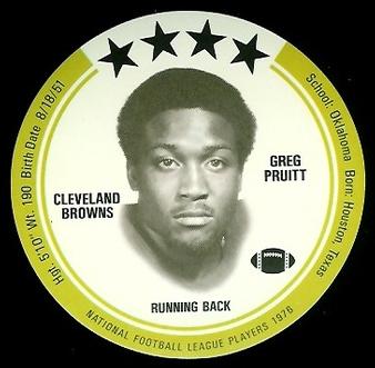 1976 Buckmans Discs #17 Greg Pruitt Front