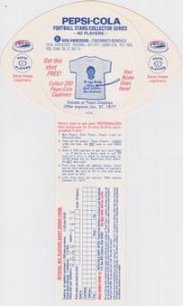 1976 Pepsi Discs #21 Ken Anderson Back
