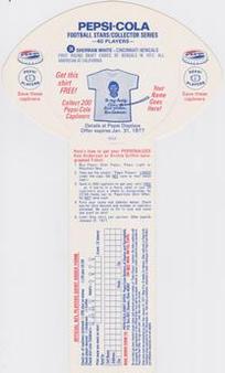 1976 Pepsi Discs #38 Sherman White Back