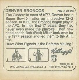 1978 Kellogg's NFL Helmet Stickers #8 Denver Broncos Back