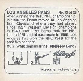 1978 Kellogg's NFL Helmet Stickers #13 Los Angeles Rams Back
