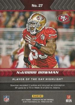 2017 Panini Player of the Day #27 NaVorro Bowman Back