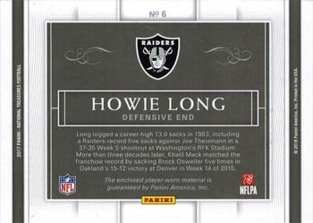 2017 Panini National Treasures - Colossal Materials Prime #6 Howie Long Back