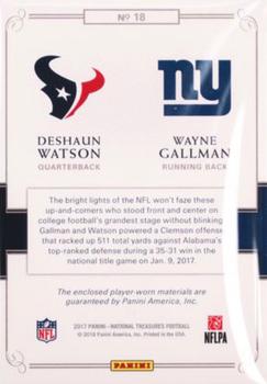 2017 Panini National Treasures - Rookie NFL Gear Combo Materials #18 Wayne Gallman / Deshaun Watson Back