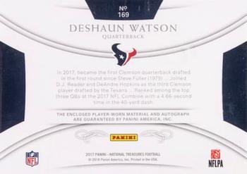 2017 Panini National Treasures - Rookie Patch Autographs Red Laundry Tag #169 Deshaun Watson Back