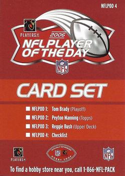 2006 NFL Player of the Day #NFLPOD4 Checklist Back