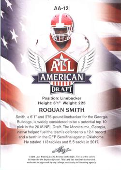 2018 Leaf Draft - All American Gold #AA-12 Roquan Smith Back