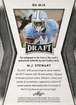 2018 Leaf Draft - Autographs #BA-MJS M.J. Stewart Back