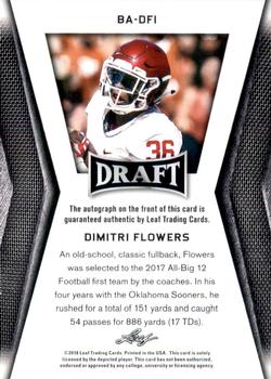 2018 Leaf Draft - Autographs Gold #BA-DF1 Dimitri Flowers Back