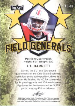 2018 Leaf Draft - Field Generals #FG-02 J.T. Barrett Back
