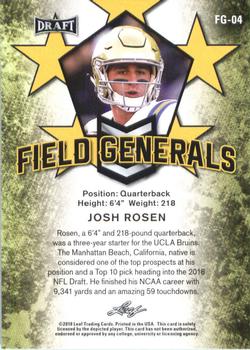 2018 Leaf Draft - Field Generals Gold #FG-04 Josh Rosen Back