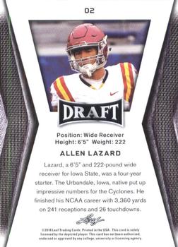 2018 Leaf Draft - Gold #02 Allen Lazard Back