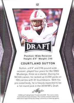 2018 Leaf Draft - Gold #12 Courtland Sutton Back