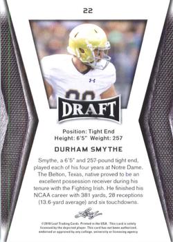 2018 Leaf Draft - Gold #22 Durham Smythe Back