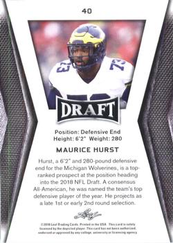 2018 Leaf Draft - Gold #40 Maurice Hurst Back
