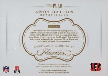 2017 Panini Flawless - Patches Silver #PA-AD Andy Dalton Back