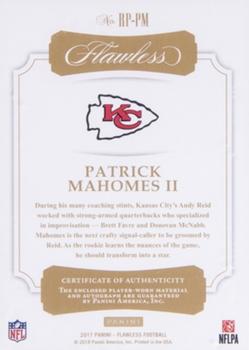 2017 Panini Flawless - Rookie Patch Autographs Emerald #RP-PM Patrick Mahomes II Back