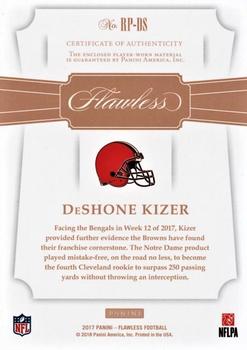2017 Panini Flawless - Rookie Patches Silver #RP-DS DeShone Kizer Back