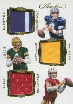 2017 Panini Flawless - Triple Patches #TP-AFY Brett Favre / Steve Young / Troy Aikman Front