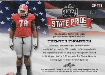 2018 Leaf Metal Draft - State Pride Autographs Prismatic Green #SP-TT1 Trenton Thompson Back