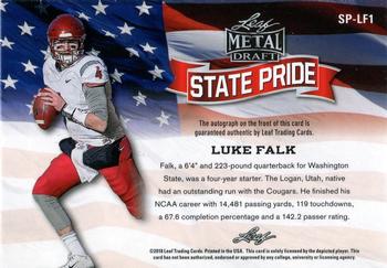 2018 Leaf Metal Draft - State Pride Autographs Wave Silver #SP-LF1 Luke Falk Back