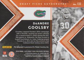 2018 Panini Elite Draft Picks - Draft Picks Autographs #133 DeAndre Goolsby Back
