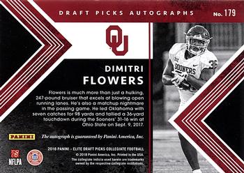 2018 Panini Elite Draft Picks - Draft Picks Autographs #179 Dimitri Flowers Back