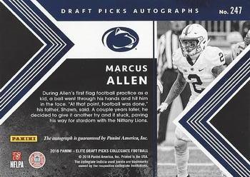 2018 Panini Elite Draft Picks - Draft Picks Autographs #247 Marcus Allen Back